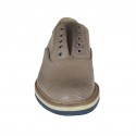 Chaussure sportif pour hommes avec elastiques et lacets facultatifs en cuir imprimé taupe - Pointures disponibles:  46, 47