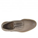 Chaussure sportif pour hommes avec elastiques et lacets facultatifs en cuir imprimé taupe - Pointures disponibles:  46, 47