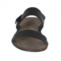 Men's sandal in black leather and printed leather - Available sizes:  46, 47, 48, 51, 52