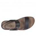 Sandalo da uomo in pelle e pelle stampata nera - Misure disponibili: 46, 47, 48, 49, 51, 52