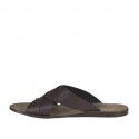 Men's slipper in dark brown leather - Available sizes:  46, 47, 48, 51
