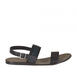 Sandale pour hommes en cuir marron foncé et cuir imprimé vert - Pointures disponibles: 47, 48, 49, 51, 52