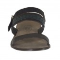Sandale pour hommes en cuir marron foncé et cuir imprimé vert  - Pointures disponibles:  47, 48, 49, 51, 52
