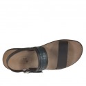 Men's sandal in dark brown leather and green printed leather - Available sizes:  47, 48, 49, 51, 52