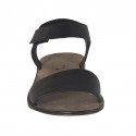 Men's sandal with velcro strap in black leather - Available sizes:  47, 48