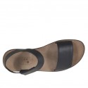 Men's sandal with velcro strap in black leather - Available sizes:  47, 48