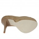 Woman's open toe platform pump in beige suede heel 13 - Available sizes:  42