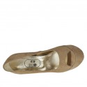 Woman's open toe platform pump in beige suede heel 13 - Available sizes:  42