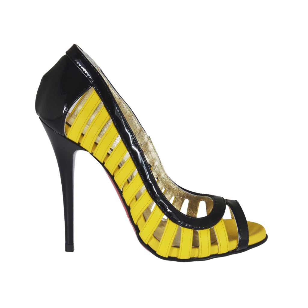 yellow patent leather heels