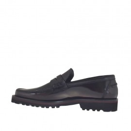 Man's loafer in maroon brush-off leather - Available sizes:  46, 47 2