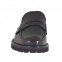 Man's loafer in maroon brush-off leather - Available sizes:  46, 47