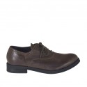Men's laced Oxford shoe in brown leather - Available sizes:  37, 38, 48