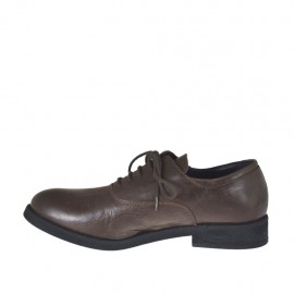 Men's laced Oxford shoe in brown leather - Available sizes:  38, 48 2