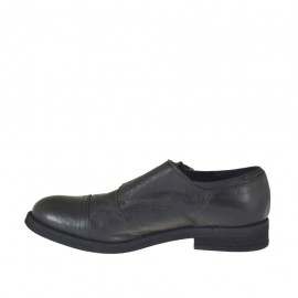 Elégant chaussure pour hommes avec bout droit et deux boucles en cuir noir - Pointures disponibles:  38 2