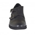Zapato elegante para hombre con puntera y dos hebillas en piel negra - Tallas disponibles:  38