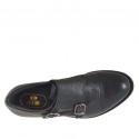Elégant chaussure pour hommes avec bout droit et deux boucles en cuir noir - Pointures disponibles:  38