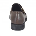 Zapato elegante para hombre con puntera y dos hebillas en piel marron - Tallas disponibles:  36, 48, 50