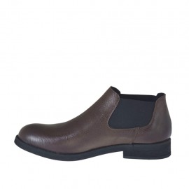 Chaussure fermée pour hommes avec elastiques en cuir marron - Pointures disponibles:  50 2