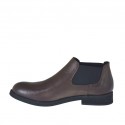 Man's highfronted shoe with rubber bands in brown leather  - Available sizes:  47, 50