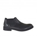 Man's highfronted shoe with rubber bands in black leather  - Available sizes:  37, 38, 48