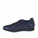 Zapato deportivo con cordones para hombre en piel azul-negra - Tallas disponibles:  47
