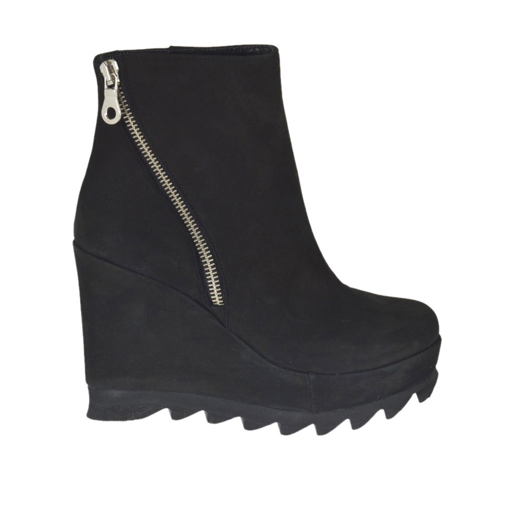 black wedge ankle boots