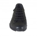 Men's laced sports shoe with studs in black leather - Available sizes:  47