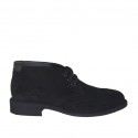 Chaussure à lacets pour hommes en daim noir avec bout golf et pièces en cuir noir - Pointures disponibles:  47