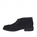 Men's laced shoe in black suede with wingtip and black leather inlays - Available sizes:  47