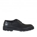 Men's derby laced shoe in black leather - Available sizes:  47