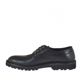 Chaussure à lacets derby pour hommes en cuir noir - Pointures disponibles:  47 2