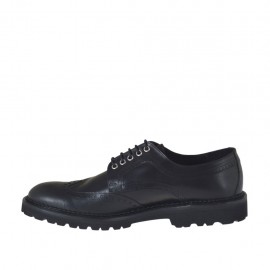 Chaussure derby à lacets pour hommes avec bout golf en cuir noir - Pointures disponibles:  47 2