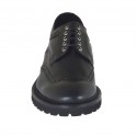 Zapato derby para hombres con cordones y decoraciones a punta de ala en piel negra - Tallas disponibles:  47