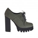 Zapato para mujer con cordones en nubuk de color gris tacon 10 - Tallas disponibles:  42