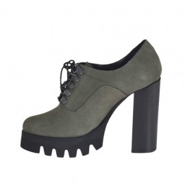 Zapato para mujer con cordones en nubuk de color gris tacon 10 - Tallas disponibles:  42 2