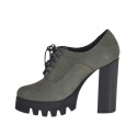Chaussure à lacets pour femmes en cuir nubuck gris talon 10 - Pointures disponibles:  42