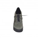 Woman's laced shoe in grey nubuck leather heel 10 - Available sizes:  42