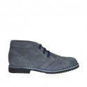 Men's casual laced shoe in grey-colored nubuck leather - Available sizes:  46