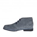 Zapato de sport con cordones para hombre en piel nubuk de color gris - Tallas disponibles:  46