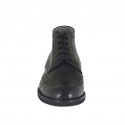Zapato alto al tobillo con cordones y decoraciones Brogue para hombre en piel negra - Tallas disponibles:  38, 46