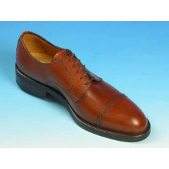 Scarpa derby stringata elegante con puntale in pelle color cuoio - Misure disponibili: 54 2