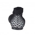 Woman's rounded ballerina shoe in steel grey laminated leather with net heel 1 - Available sizes:  32, 33, 34