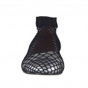 Woman's rounded ballerina shoe in steel grey laminated leather with net heel 1 - Available sizes:  32, 33, 34