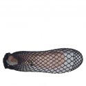 Runder Damenballerinaschuh aus stahlgrauem laminiertem Leder mit Netz Absatz 1 - Verfügbare Größen:  32, 33, 34, 44, 45