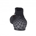 Woman's ballerina shoe with round tip in dark grey suede with net heel 1 - Available sizes:  32, 33, 34