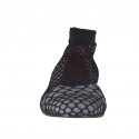 Woman's ballerina shoe with round tip in dark grey suede with net heel 1 - Available sizes:  32, 33, 34