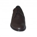 Chaussure derby elégant avec elastiques et lacets pour hommes en cuir doux marron - Pointures disponibles:  47, 48, 50