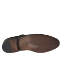 Zapato derby elegante para hombre con elasticos y cordones en piel suave de color marron - Tallas disponibles:  47, 48, 50