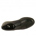 Zapato derby elegante con cordones y puntera para hombre en piel de color negro con punta redondeada - Tallas disponibles:  36, 50