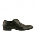 Chaussure derby élégant effilée à lacets avec elastiques pour hommes en cuir doux noir - Pointures disponibles:  36, 47, 48, 50
